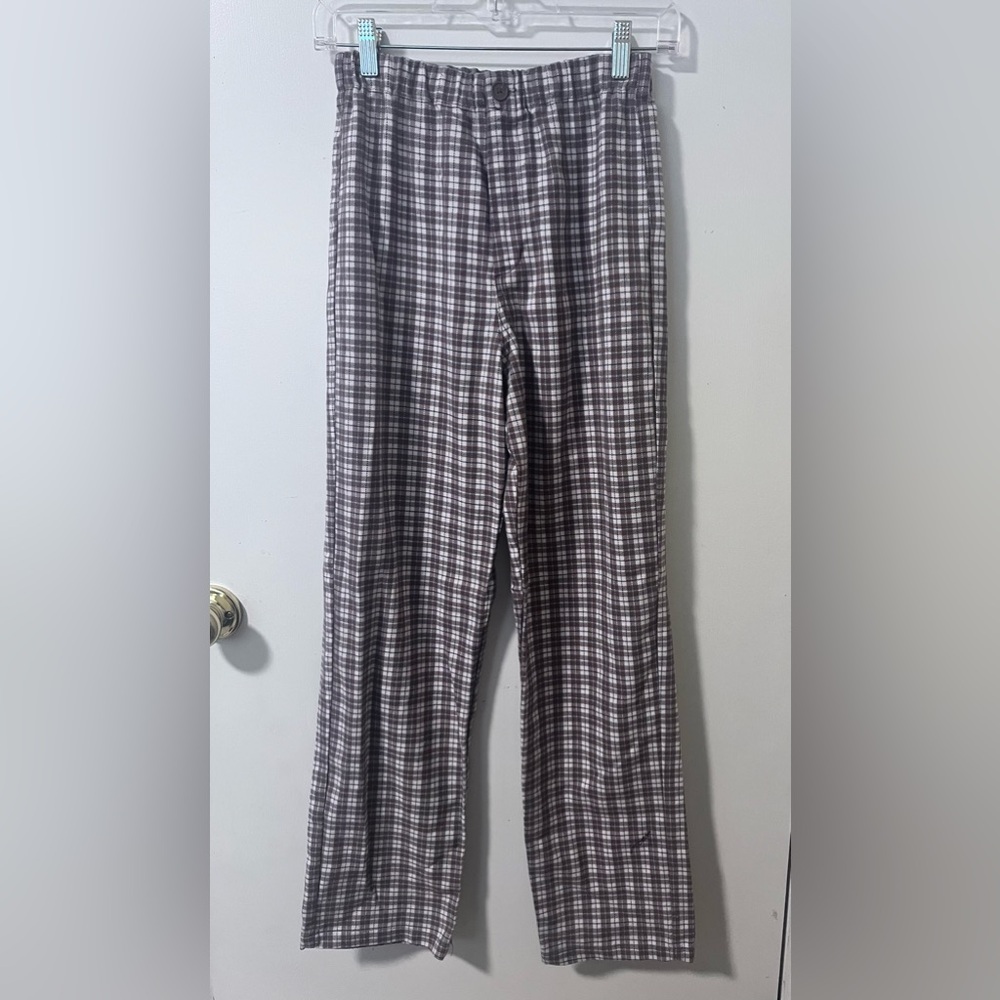 Brandy Melville Brown and White Plaid Pants